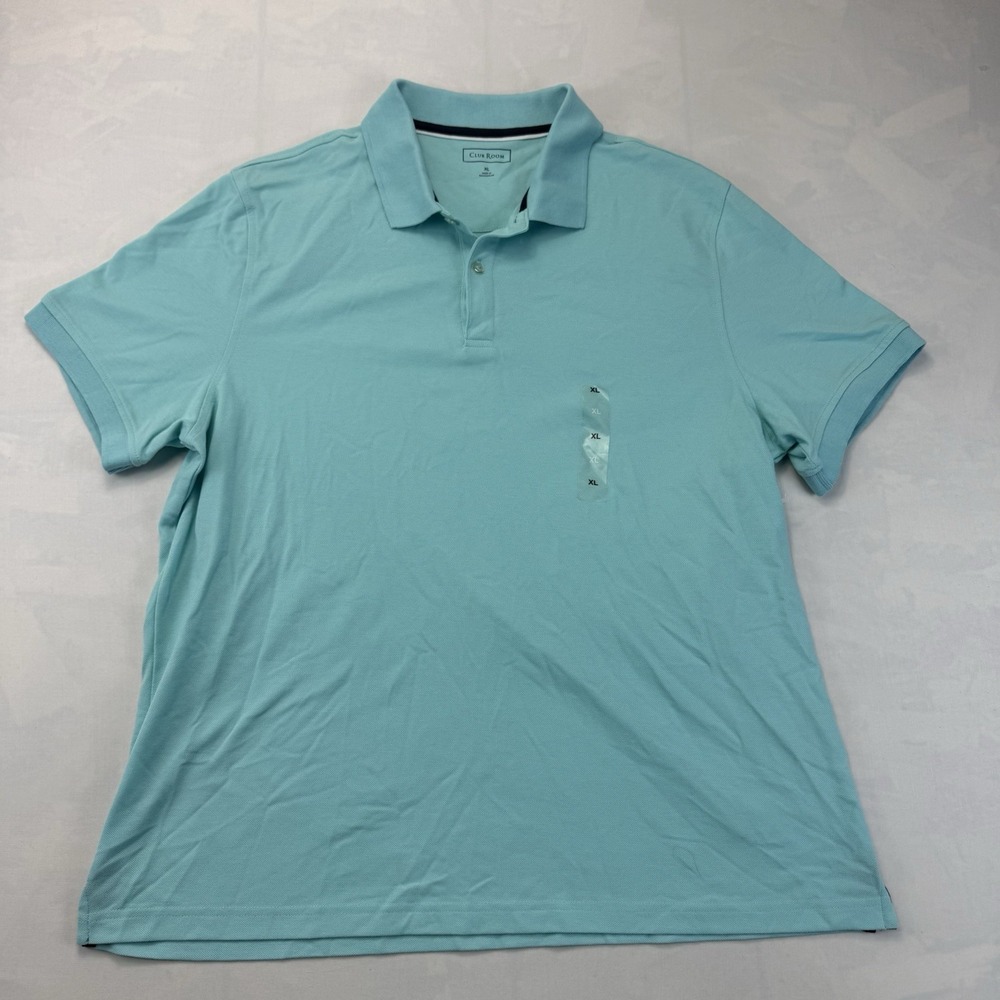 Club Room Men's XL Aqua Blue Short Sleeve Polo Shirt Classic Golf Casual NWT